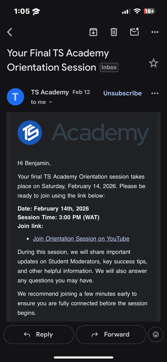 Day 3 with <a href="/TechSphereAcad/">Tech Sphere Academy</a> as your Information Guardian.

Final TS Academy Orientation Session scheduled 
• Date: Saturday, Feb 14, 2026
• Time: 3:00 PM (WAT)
Join via email.

Session covers;
• Recent developments. 
• Student moderators 
• Success tips and helpful updates.