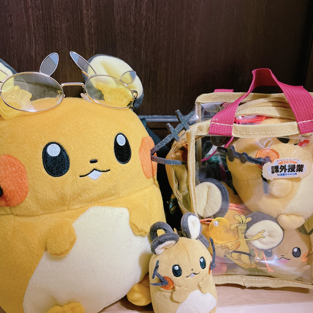 本日のデデンネ装備（ぬいは合計5体）今日もデデンネポシェット