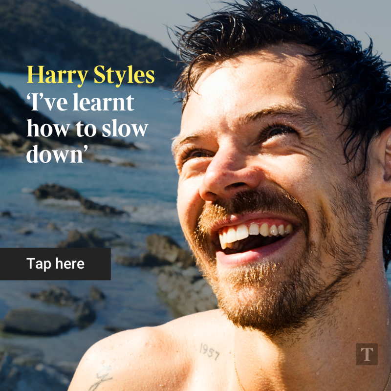 thetimes's tweet photo. 🔺EXCLUSIVE:  In his first newspaper interview since 2019, this is @Harry_Styles as he’s never been seen before: off duty, in Italy — and photographed by Martin Parr 👇