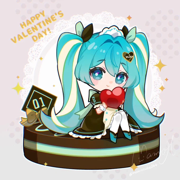 Happy Valentine's Day! #初音ミク #バレンタインデー 今日ギリギリ間に合った…! いつも絵を見てくれる皆様に感謝を込めて