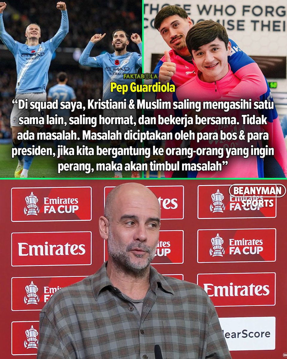 FaktaSepakbola's tweet image. Q: "Sebagai pelatih, dalam pekerjaan Anda akan menemui banyak budaya berbeda. Apakah sulit saat melihat banyak budaya &amp;amp; negara yang berbeda di ruang ganti? Apakah ruang ganti seperti itu memberi dampak?"

Pep Guardiola: "Tentu saja. Betapa bagusnya itu. Di squad saya ada