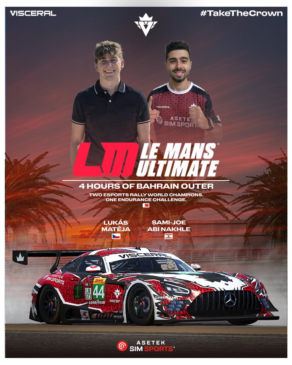 RACE DAY | #VSRLMU

Two esports rally world champions. One endurance challenge. 🔥

Lukáš Matěja and Sami-Joe Abi Nakhle take on the <a href="/LeMansUltimate/">Le Mans Ultimate</a> 4 Hours of Bahrain Outer, ready to channel their rally precision into a strong result! 👊 

Eyes forward. Four hours. Full