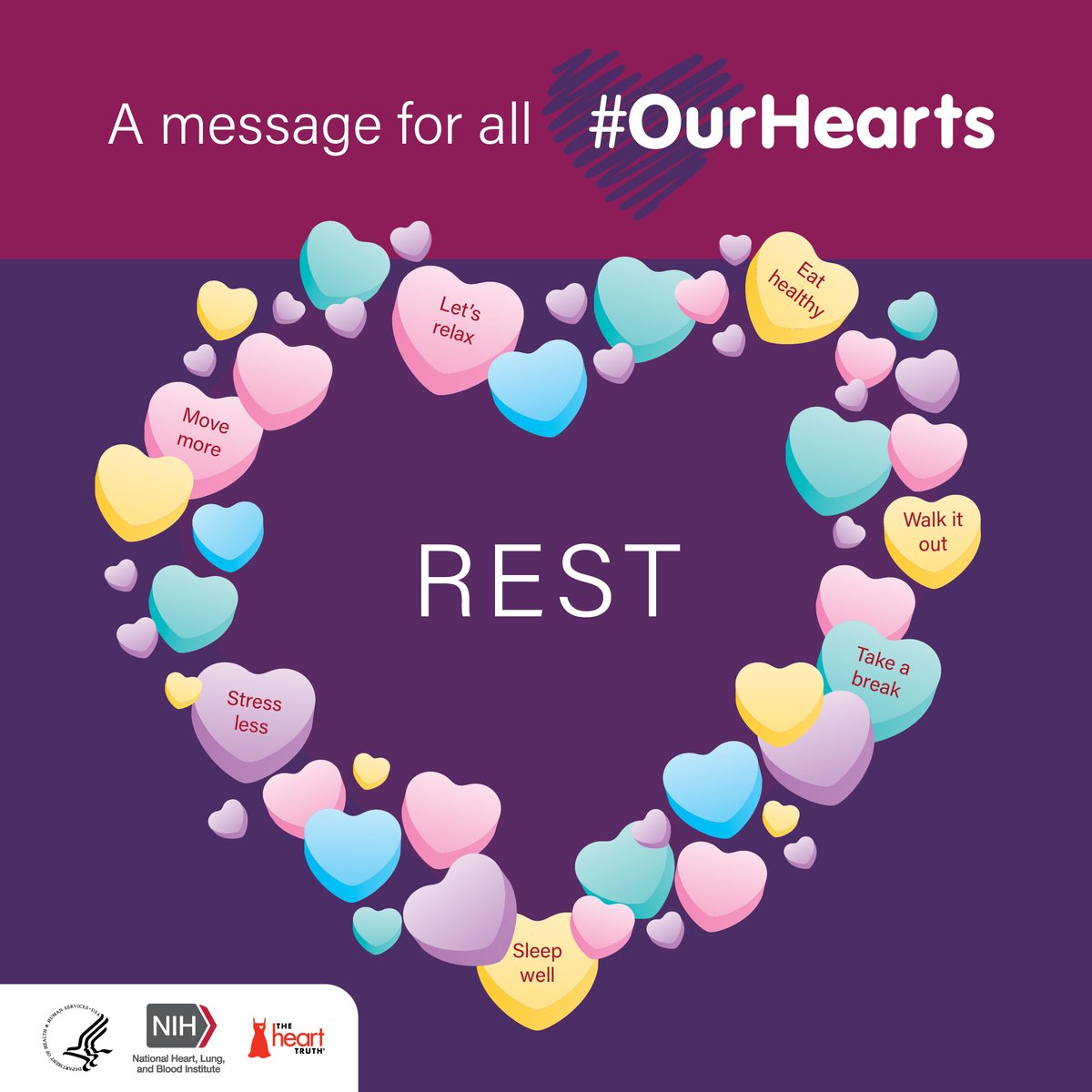 NEHealthDept's tweet photo. American Heart Month is a great time to practice some self-care! This includes taking care of #OurHearts especially during stressful times. Try to meditate, go for a walk, prepare some heart-healthy meals, or get a good night’s sleep. #ValentinesDay https://t.co/jWPtTB9qUq https://t.co/JqDZ2dowIz