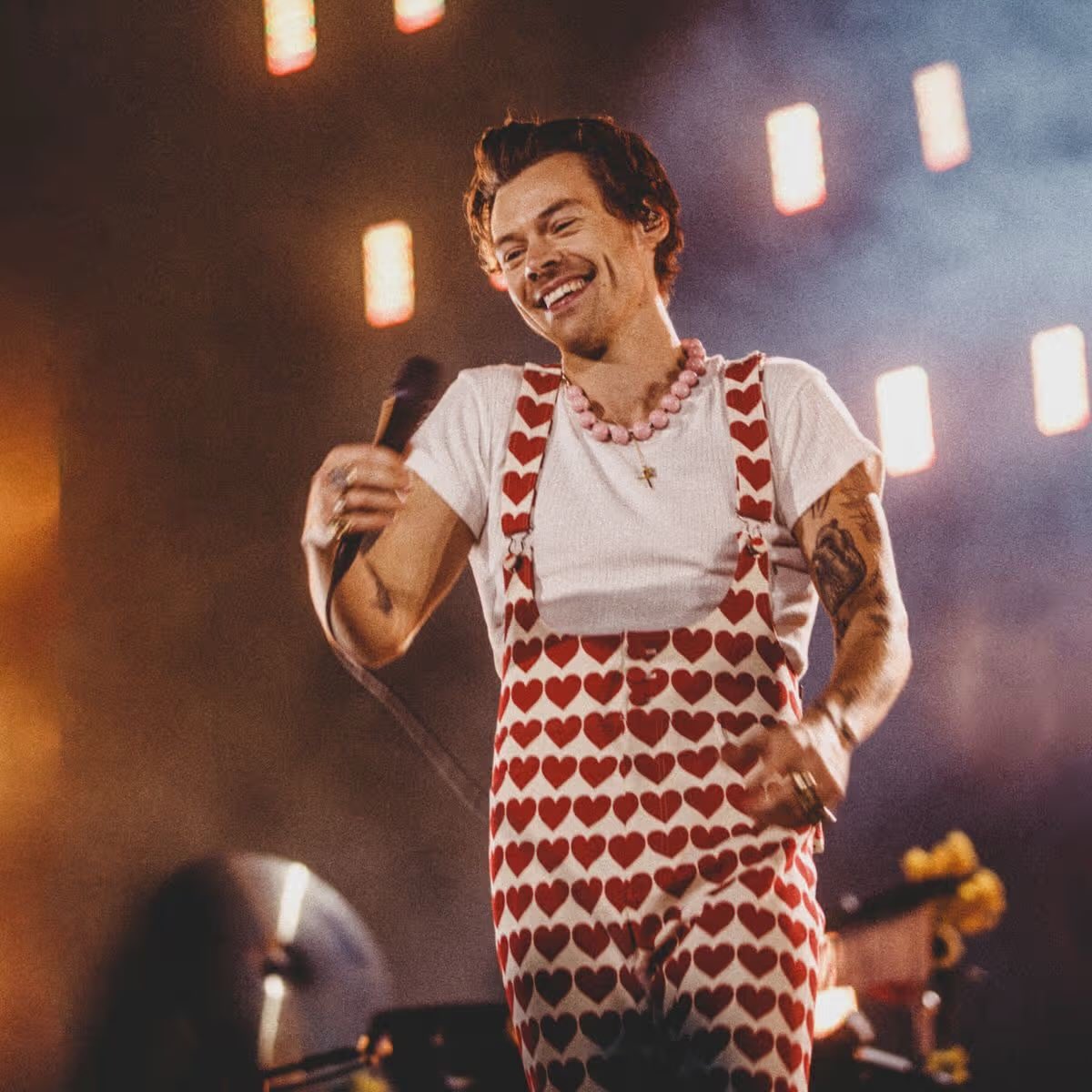 [Q:] Britney and the schoolgirl outfit […] I wondered what you feel is that iconic image that you’d want people to remember you for?

“For me it was the jumpsuit with the red hearts and the white T-shirt underneath that I wore at Wembley Stadium.”

- Harry for <a href="/thetimes/">The Times and The Sunday Times</a>