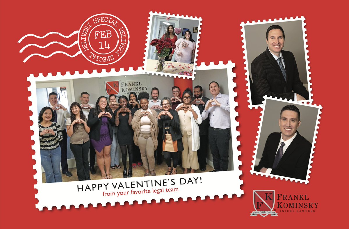 At Frankl Kominsky Injury Lawyers, love shows up in many ways:
In protection.
In advocacy.
In standing beside someone when they need it most.

Wishing you a weekend filled with love, safety &amp; peace of mind
Happy Valentine’s Day from all of us at Frankl Kominsky Injury Lawyers 💕