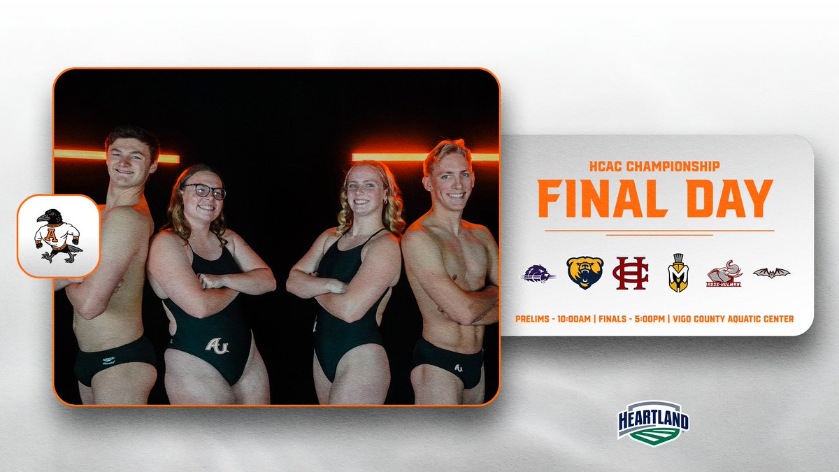 Last day of conference championship. No more holding back, leave everything in the pool.

Prelims - 10:00 AM
Senior Recognition - 4:00 PM
Finals - 5:00 PM

#SoarRavensSoar #GBGR #AndersonUniversity #AUSD #AUAthletics #HCAC #NCAAD3