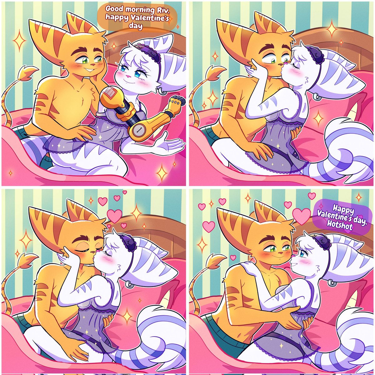 ManysArt1's tweet photo. The Lombaxes have started Valentine's Day in the best way 🧡💜🥰

#RatchetandClank #Rivchet https://t.co/RVZR0o7uPo