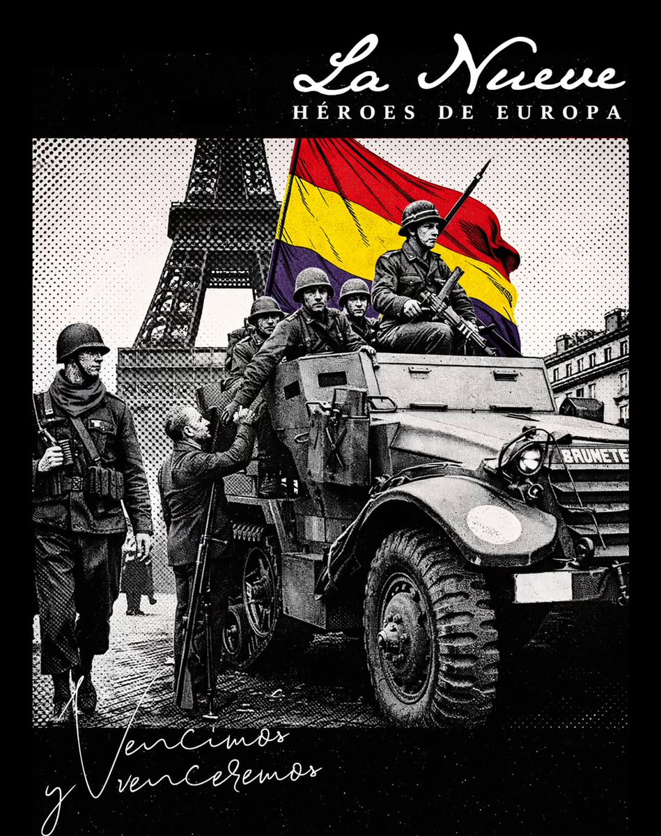 JuanyGar63's tweet photo. 1945
"Les repartimos libertad. Un parisino me trajo un trozo de queso y me llamó "héroe francés". Señalé la bandera tricolor que llevaba cosida al pecho y le dije: "No, señor, somos españoles. Republicanos". Esa noche, por primera vez en años, dormimos sin olor a fascismo." https://t.co/t6YNoDQS5o