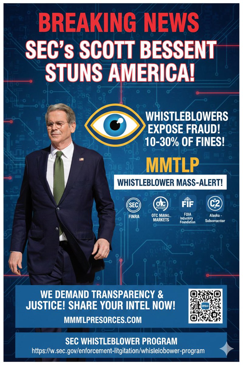 zing_leo12693's tweet photo. MMTLP - @FINRA @FBI @FOIAPost @SECGov – As an MMTLP shareholder, I have serious concerns regarding the 2022 trading halt and the impact on investors. If anyone with direct knowledge of regulatory or market misconduct has information, the SEC Whistleblower Program offers 10–30% awards for eligible enforcement actions.
Report here: (https://t.co/b4ZCvEHnD8) 
Transparency and accountability matter.