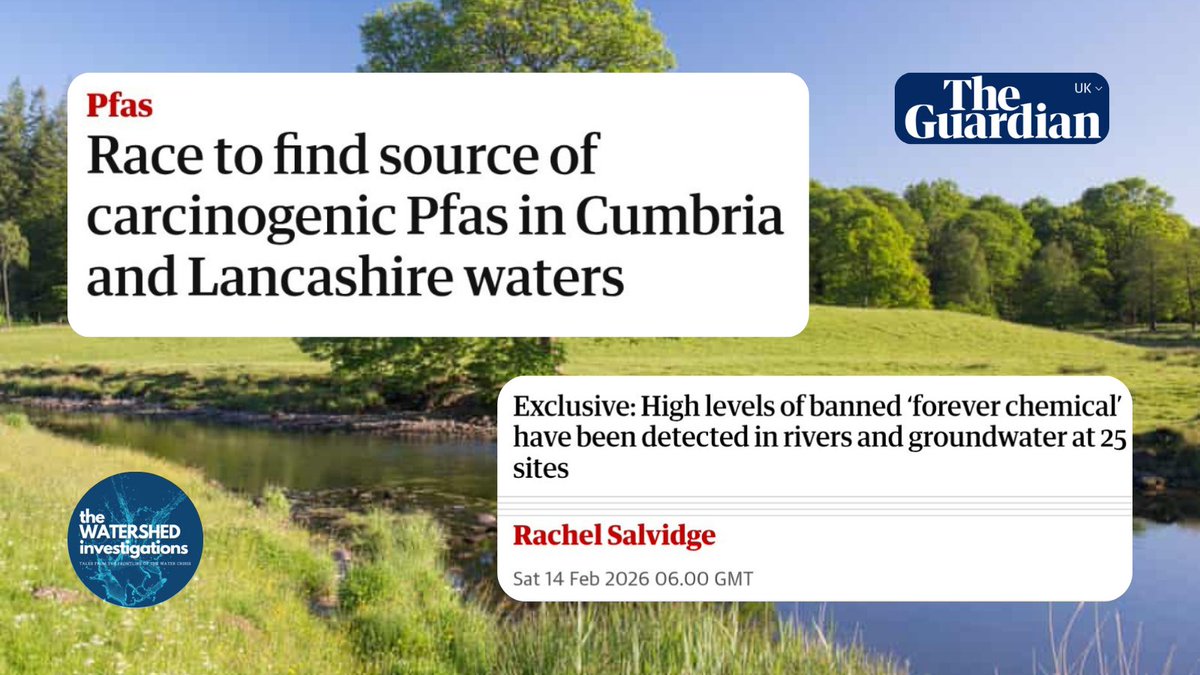 leanahosea's tweet photo. Banned cancer-causing PFOS in groundwater &amp; rivers at sites in Cumbria &amp; Lancashire. One resident, whose business' water supply is contaminated, says she's had "no help, no advice, no support of any kind". Our latest article, out now:
 https://t.co/tUw6MH4e0M https://t.co/JdXuI16YmX
