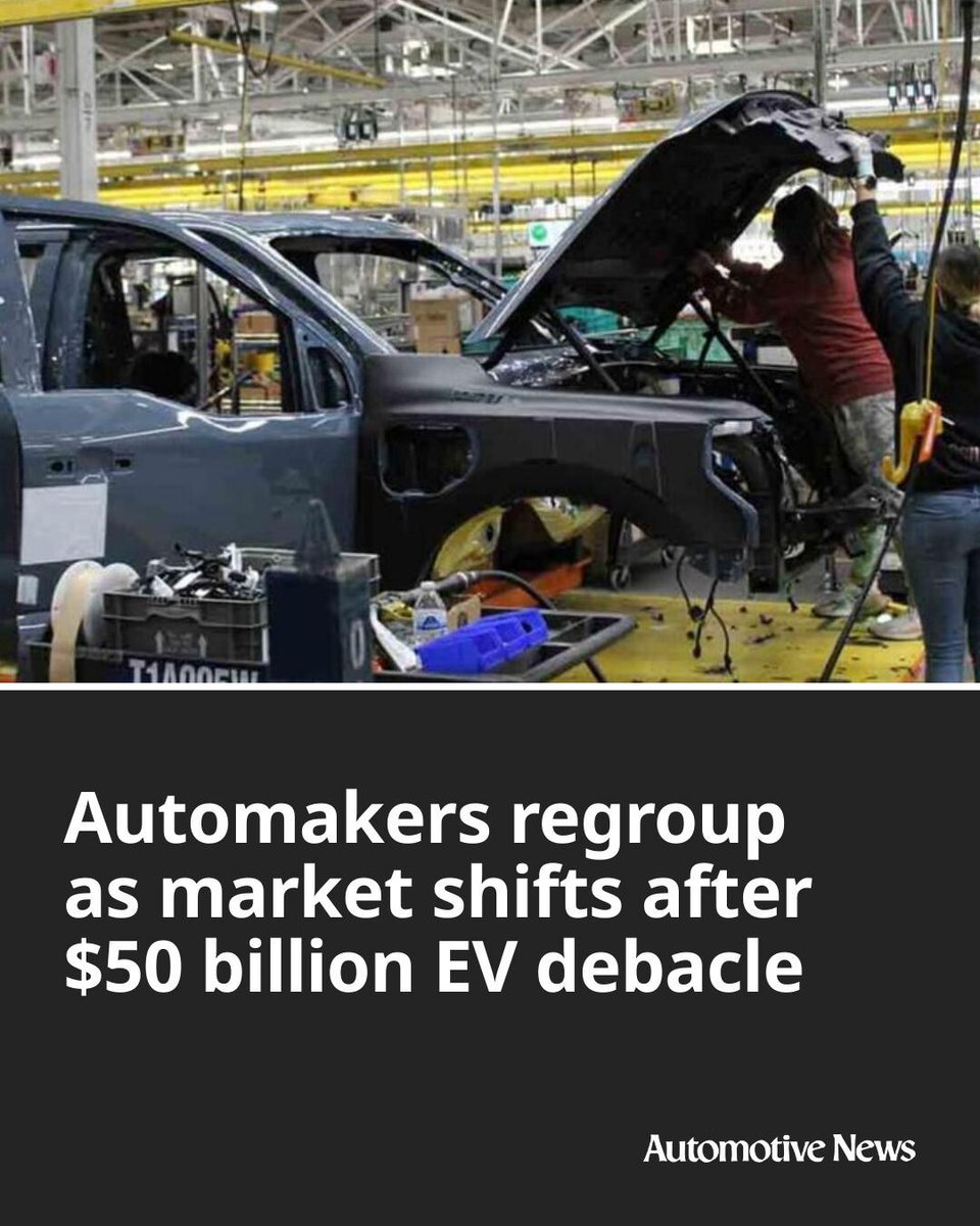 Automotive_News's tweet image. Automakers are unwinding their electric vehicle bets at a cost approaching $50 billion, a stark measure of how much the industry misjudged what buyers would embrace — and how fast.

Read more here: autonews.com/ev/an-automake…

#automakers #EVs #electricvehicles #autoindustry