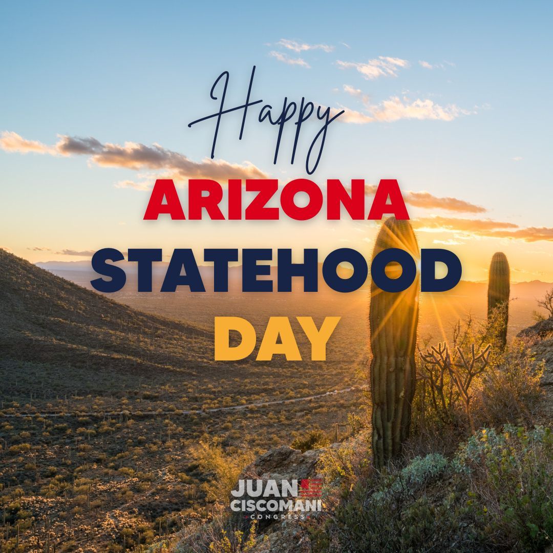 JuanCiscomani's tweet photo. From our strong communities and growing economy to the unmatched beauty of our deserts and mountains, there’s no place like Arizona.

Proud to represent AZ06 and proud to call State 48 home.

Happy Statehood Day, Arizona! 🌵☀️♥️ https://t.co/vHYUUIgLdJ