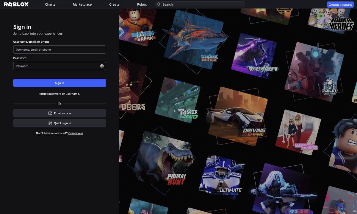 New Roblox log-in page?