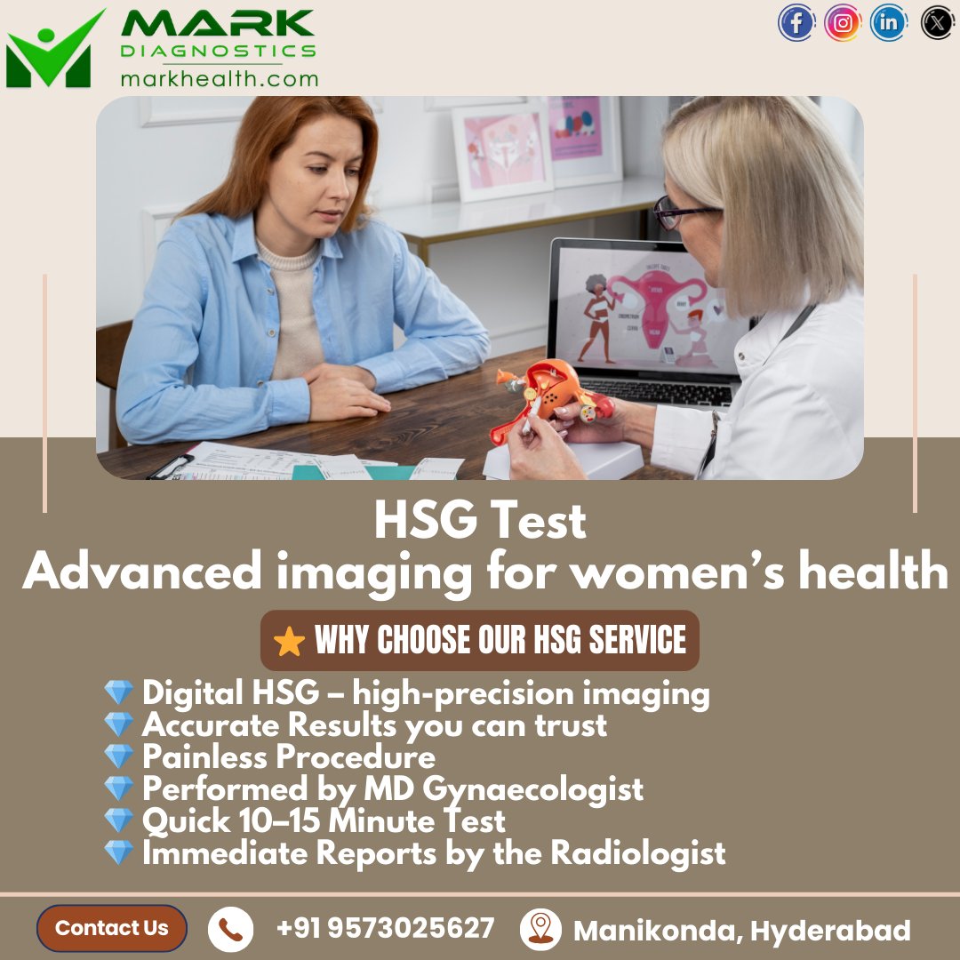 MarkDiagnostics's tweet image. Advanced imaging for women’s health 
 HSG Test with digital precision
💎 Painless &amp;amp; accurate
💎 MD Gynaecologist
💎 10–15 min test
📄 Immediate radiologist reports

📍 Manikonda, Hyderabad
📞 +91 9573025627
#HSGTest #DigitalHSG #WomensHealth #InfertilitySupport #MarkDiagnostics