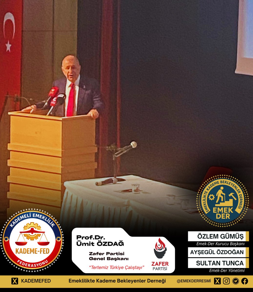 Kademeli Emeklilik Federasyonu bünyesinde yer alan Emeklilikte Kademe Bekleyenler Derneği olarak katıldığımız Tertemiz Türkiye Çalıştayı kapsamında, Zafer Partisi Genel Başkanı Sayın Prof. Dr. Ümit Özdağ ile bir araya gelmekten memnuniyet duyduk.

Sayın Özdağ’ın milli