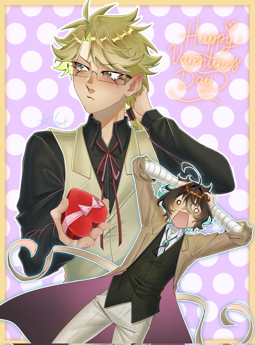 Happy Valentine's Day! ( •̀ ᗜ •́ )
#BSD 
#DazaiOsamu 
#kunikida
#kunizai