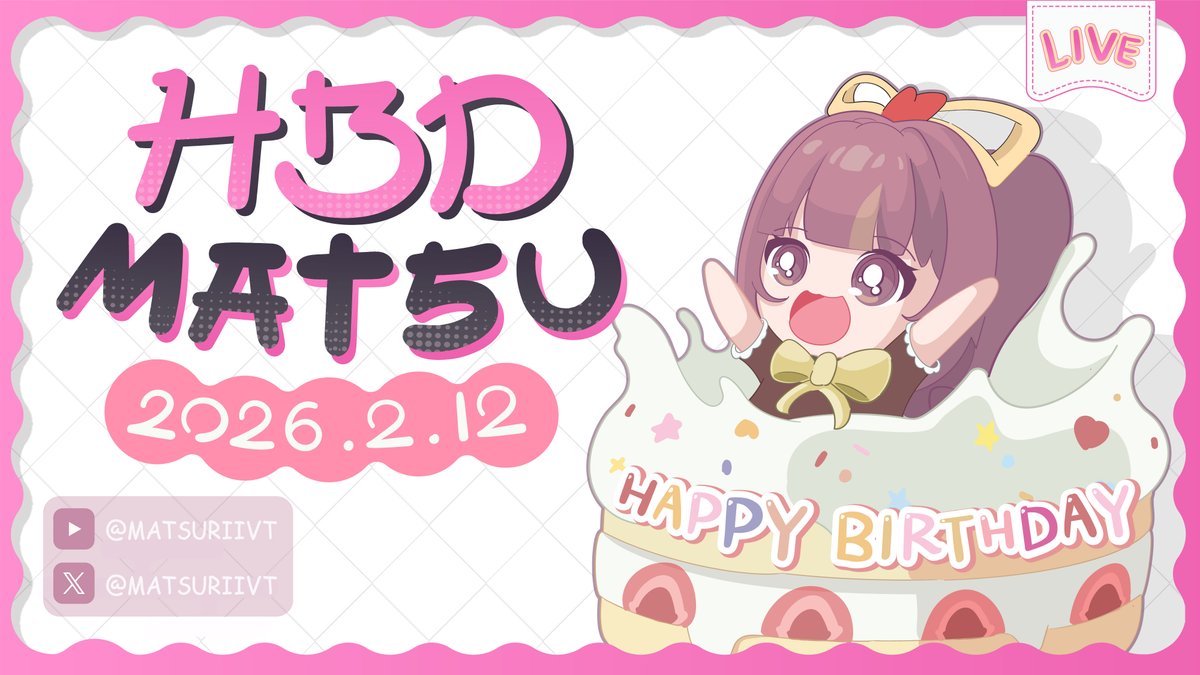 【 💜 MATSULIVE】HBD TO MATSURII JUNG 12.02 !!
time  21:00 (GMT+7)        
link : youtube.com/live/Yb-uMV_BB… 

#HelloMatsurii #VtuberUprising 
#VtuberTH #Vtuber 
#HBDTOMATSURII