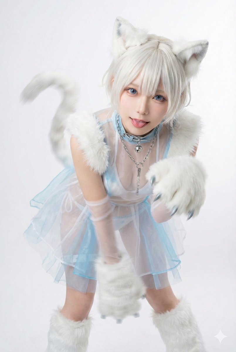 寂しがりやな白猫です。 
じっと見てたら、なにか良いことあるかも。🤍

#猫耳 #ケモミミ