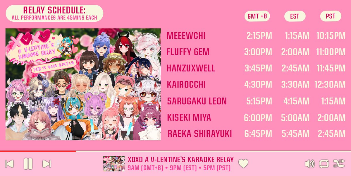 ASHA_EXE's tweet photo. 🌟XOXO: KARAOKE RELAY SCHEDULE🌟

Here it is ~! A serenade from us to all of you ⸜(｡˃ ᵕ ˂ )⸝♡

📅: FEBRUARY 15, 2026
🕘: 9AM (GMT+8)  // 8PM (EST) // 5PM (PST)

✨🩷 https://t.co/c1FrPXovhb