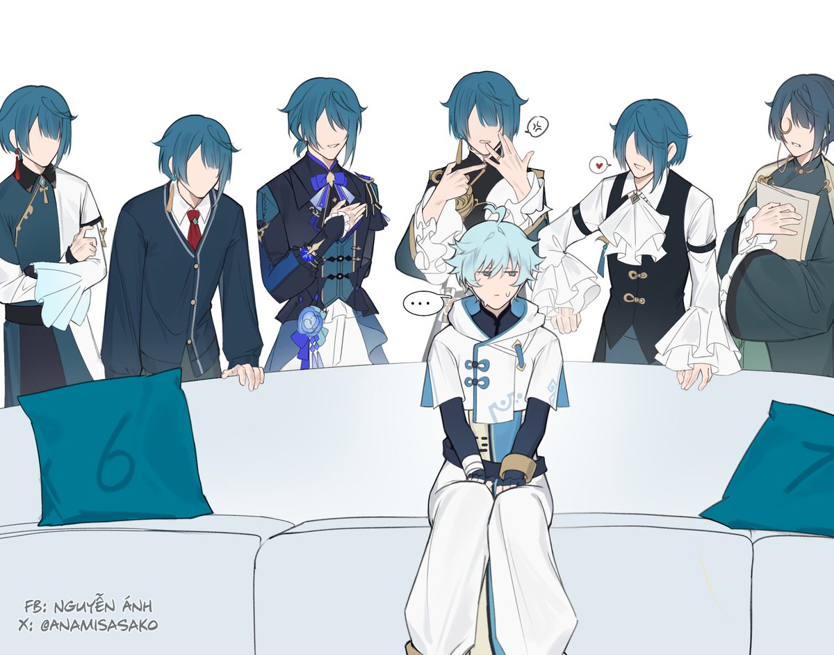 AnamiSasako's tweet photo. Too many husbands, Chongyun scared  #行重 #Xingyun https://t.co/NVexaUsYCD