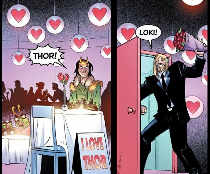 PrettiestThor's tweet image. thor and loki's valentine's date 😊

#thorki