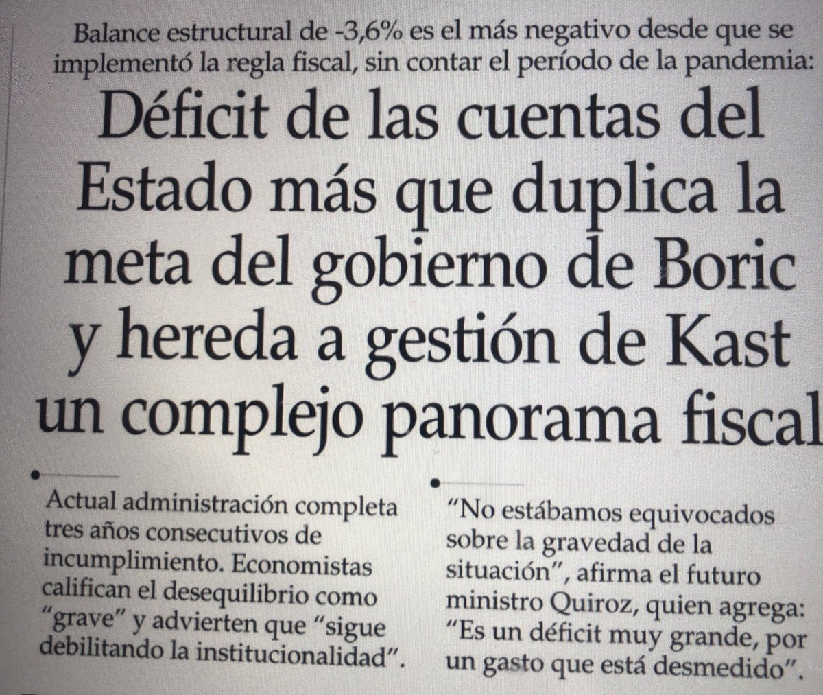 Este gobierno es más desastroso de lo que creíamos.
Gastaron mucho más de lo que les entraba y eso que no hubo terrenos Roa ni crisis internacional. 
Yo creo que se robaron hasta el agua de los floreros. 
Las consecuencias son graves y nadie se hace responsable