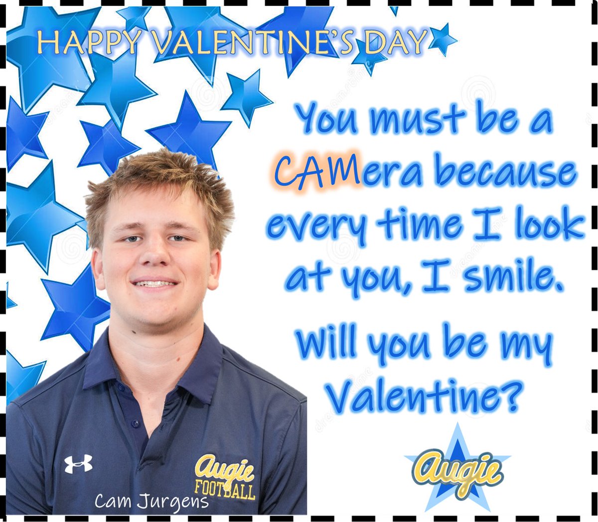 AugieILfootball's tweet photo. In a rush to find a Valentine, our Freshmen have you covered. HAPPY VALENTINE'S DAY #theAUGIEway https://t.co/kUquG8GyLE