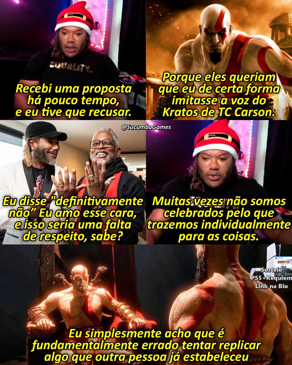 Christopher Judge já contou que recusou uma proposta porque queriam que ele imitasse a voz do Kratos feita por TC Carson.

Ele afirmou que isso seria desrespeitar o trabalho de Carson, que cada ator deve ser celebrado pelo que cria de forma única, não por copiar o que já existe.