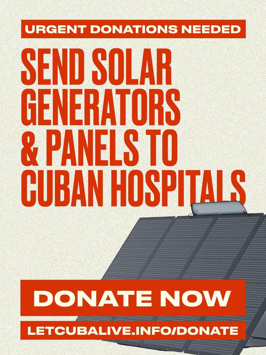 The Trump fuel blockade is trying to cripple Cuba. Don’t let them get away with it. Help send solar panels to keep hospitals running and save lives. Trump can’t block the sun! Let Cuba Live! 

Donate now: letcubalive.info/donate