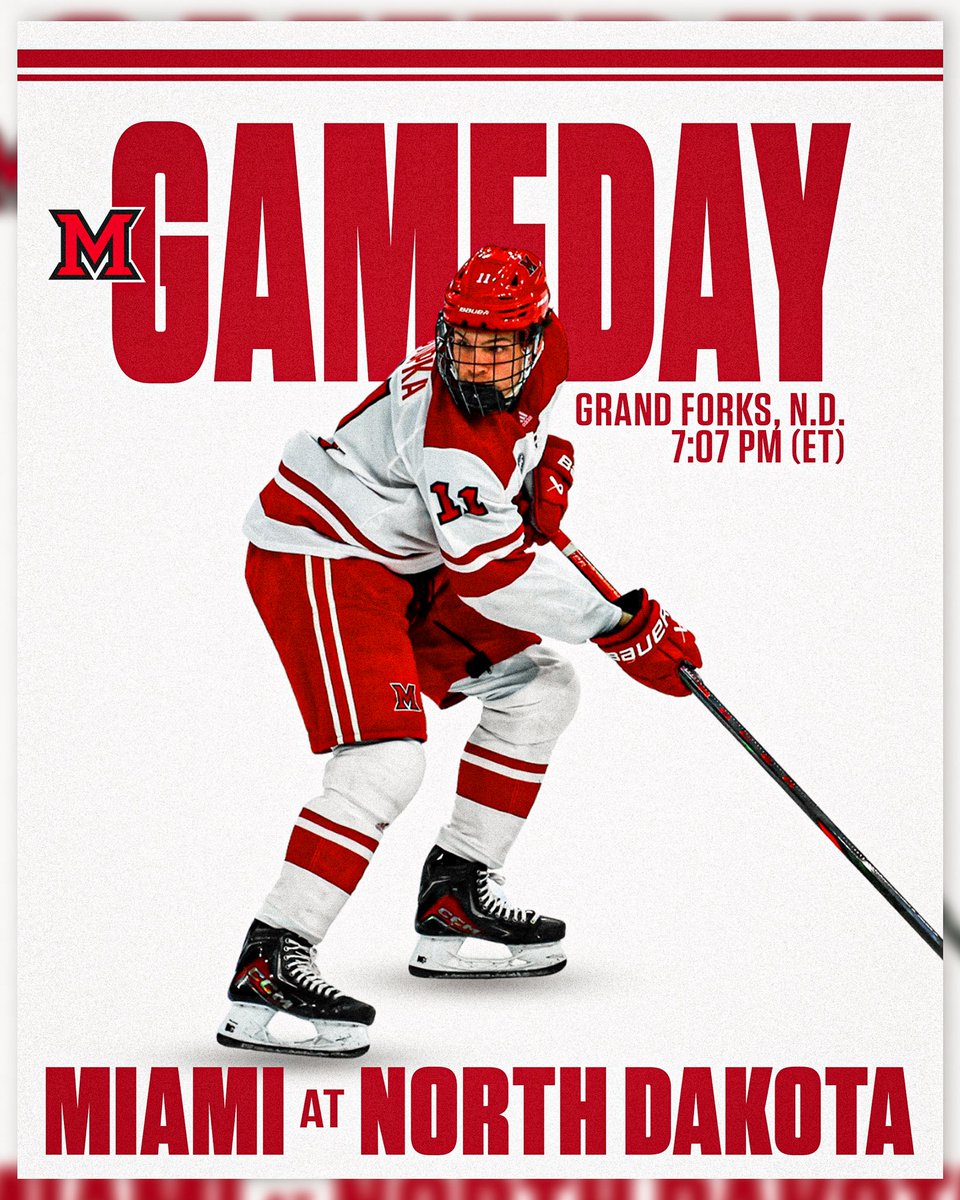 MiamiOH_Hockey's tweet photo. Game two in Grand Forks! 

#RiseUpRedHawks https://t.co/vtMKg5e0rc