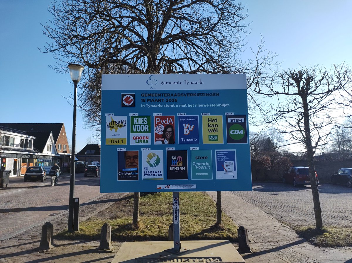 Campagne gaat los, borden in Tynaarlo geplaatst. ChristenUnie Lijst 7.  Mooi symbolisch getal.