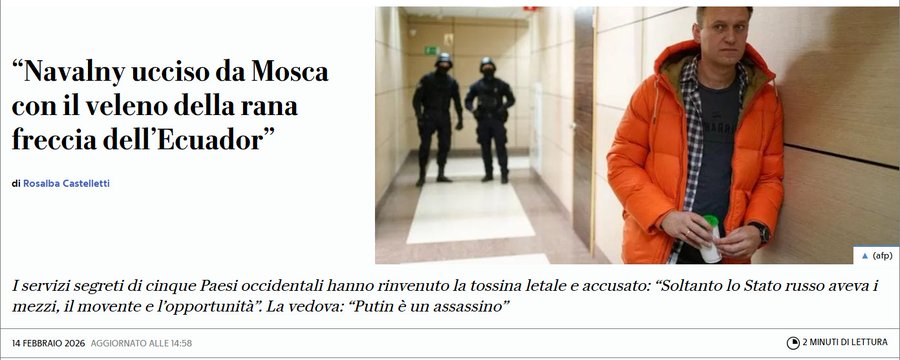 È impressionante!!
I governanti occidentali stuprano torturano uccidono e mangiano bambini ma i nostri media aprono i tg parlando di un nazista morto per cause naturali!
Un nazista completamente sconosciuto in Russia!

I media italiani sono complici del sistema Epstein