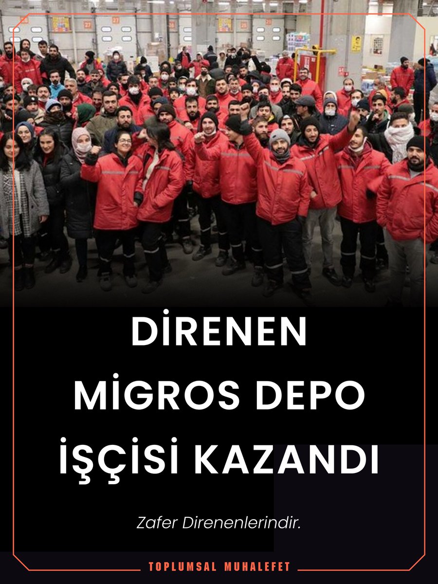 DGD-SEN Genel Başkanı Neslihan Acar:

“Birliğiyle direnen Migros depo işçileri kazandı. Biz kazandık.

Direnen ve kazanan Migros depo işçileri onurumuzdur.”