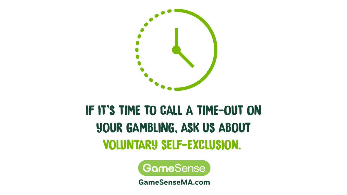 Feeling like gambling isn’t fun anymore? If you’re ready to take a break, Voluntary Self-Exclusion (VSE) is here to help. Speak with our GameSense Advisor at the GameSense Info Center or online at GameSenseMA.com. #GameSenseMA