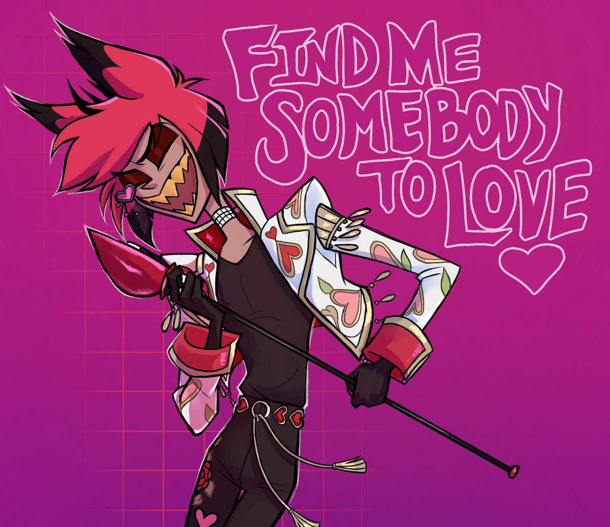 creatrixanimi's tweet image. Inspired by Amir’s performance of “somebody to love” and also because Al’s whole valentines fit is giving major Freddie Mercury vibes lol #hazbinhotel #Alastor