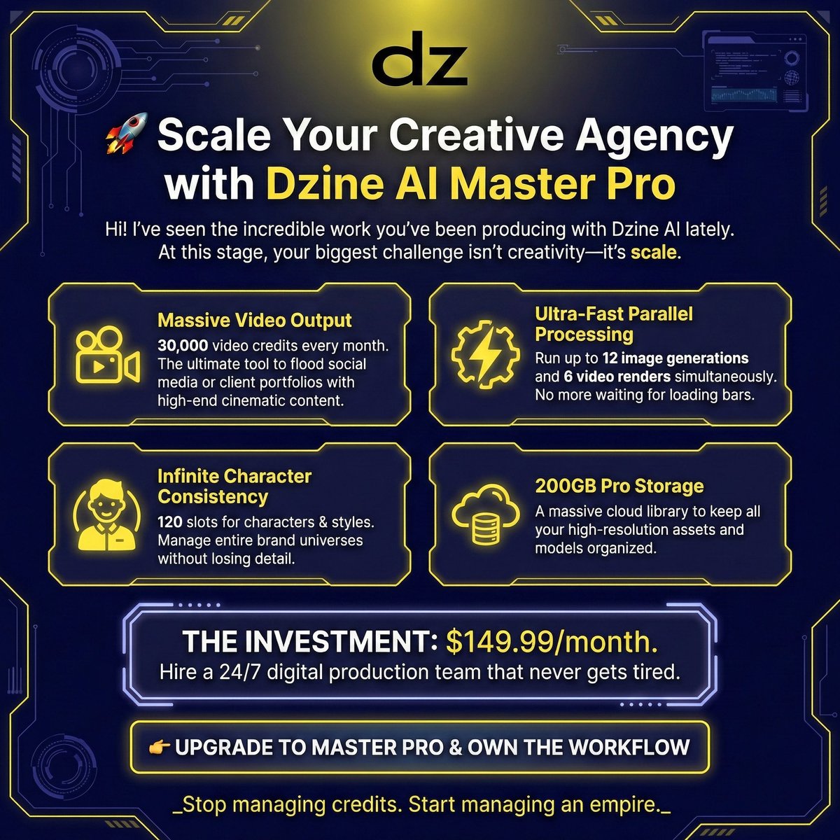 𝐒𝐭𝐨𝐩 𝐌𝐚𝐧𝐚𝐠𝐢𝐧𝐠 𝐂𝐫𝐞𝐝𝐢𝐭𝐬. 𝐒𝐭𝐚𝐫𝐭 𝐌𝐚𝐧𝐚𝐠𝐢𝐧𝐠 𝐚𝐧 𝐄𝐦𝐩𝐢𝐫𝐞.

Hi!  Your creative output is scaling fast, and it’s time your tools kept up. I’ve been watching your recent projects, and you are clearly ready for the big leagues.

If you are tired of