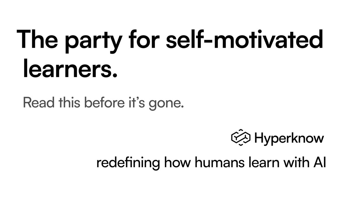 hyperknow_ai's tweet image. If school didn’t work for you, but you still figured it out — this is for you.

We’re about to launch a brand new version of Hyperknow —
an AI learning system built for people who don’t learn the “normal” way.

Before launch, we’re opening one final beta. One round. No reruns.