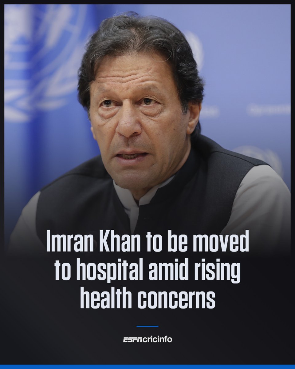 ESPNcricinfo's tweet image. Imran Khan will be moved to hospital amid rising concerns about his health, following reports that the former Pakistan captain and Prime Minister has lost most of the vision in his right eye

Full story: srkl.in/6019BAqQtL