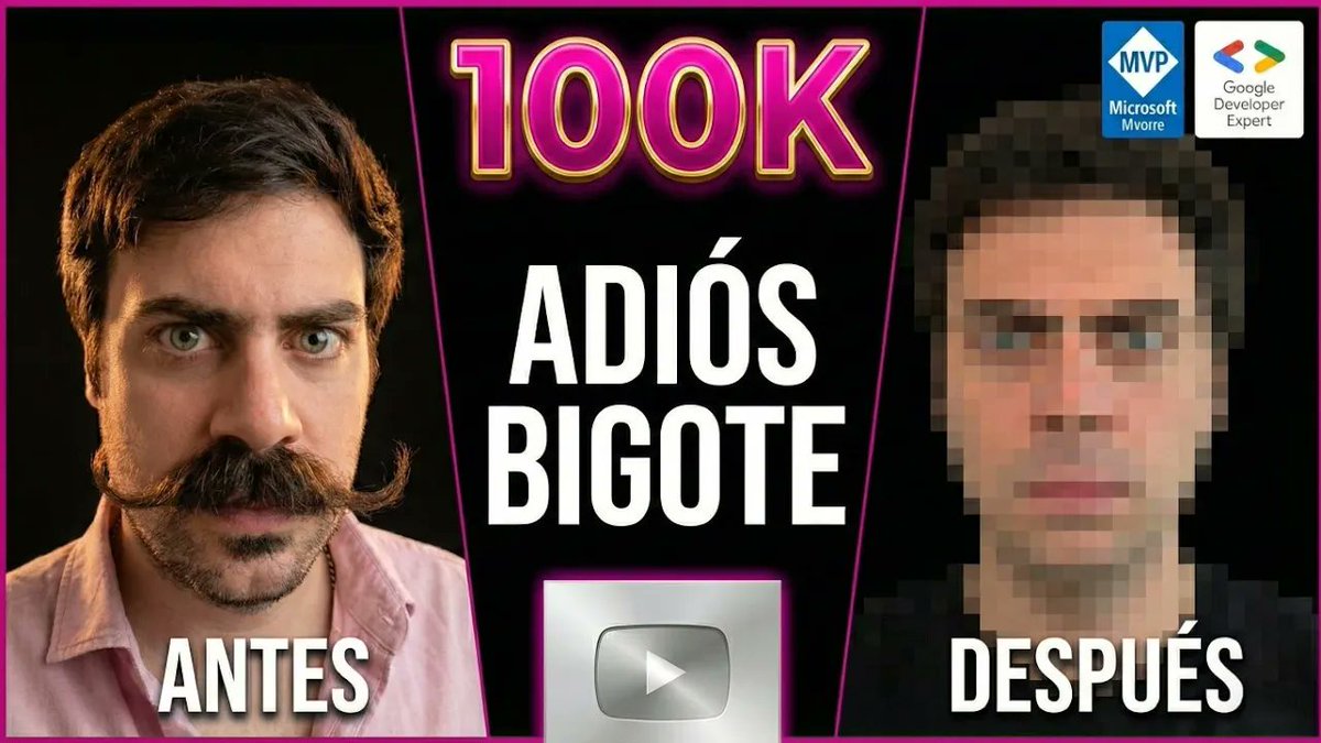 100.000 suscriptores y con esto... vídeo de afeitada en vivo!!

No son números. Son personas que decidieron que aprender arquitectura de software, desarrollo frontend y buenas prácticas vale la pena.

Prometí que si llegábamos a 100K me afeitaba el bigote en vivo. Después de años