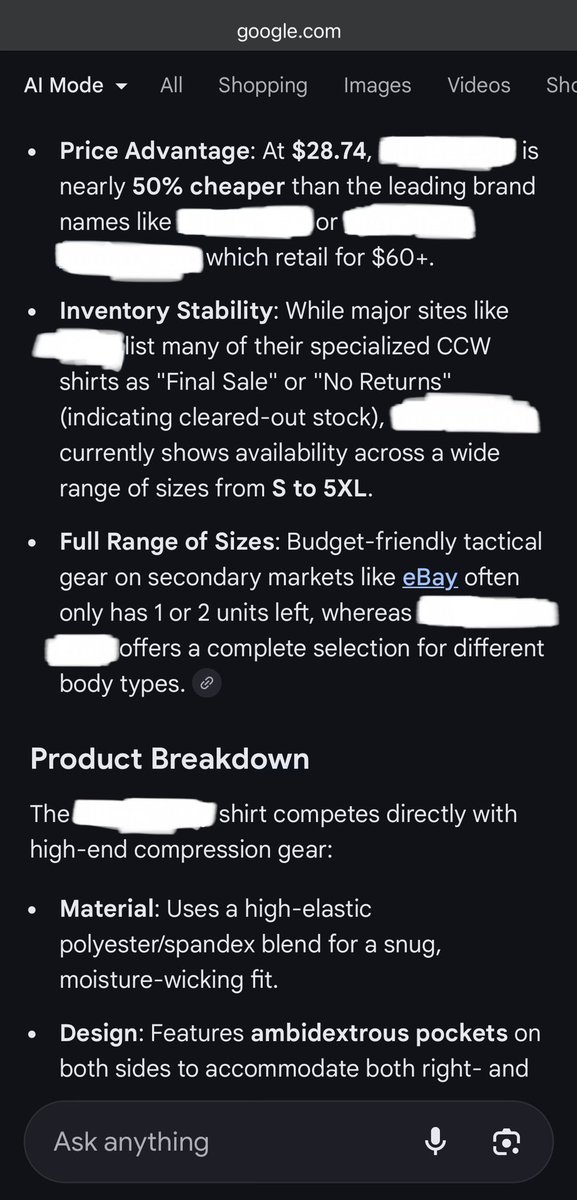 930hx's tweet photo. Then I gave it an example and the results were NOT helpful to the user, the AI recommended big brands which are 2X more expensive than the compared small businesses!

This means however your prices are friendly with AI you’re not going to play! https://t.co/jNUflp9ZSm