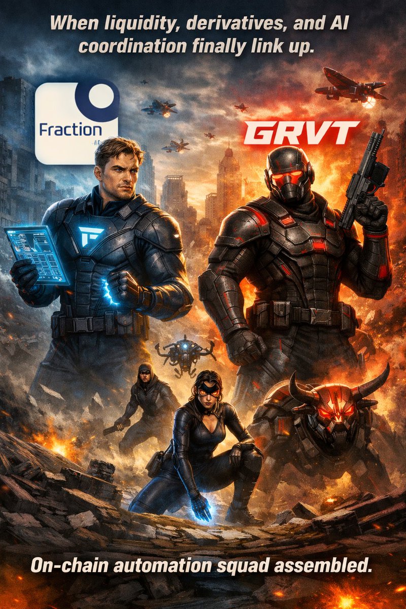 <a href="/FractionAI_xyz/">Fraction AI</a> agents strategize. 
GRVT executes.
Deep liquidity, derivatives, and AI are  finally synced.
The ultimate on-chain automation stack is live.