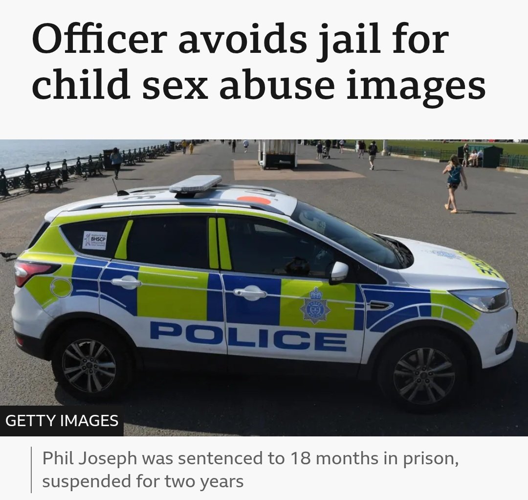 Wommando's tweet image. 👉Yet another one

⚠️ A police licensing officer caught possessing &amp;amp; distributing 600+ CSA images, incl. 247 Cat. A, has walked free

Phil Joseph, 28, was handed 100 hrs unpaid work &amp;amp; 20 days 'rehab'

"He was suspended from duty &amp;amp; since resigned from the force"

How many more?
