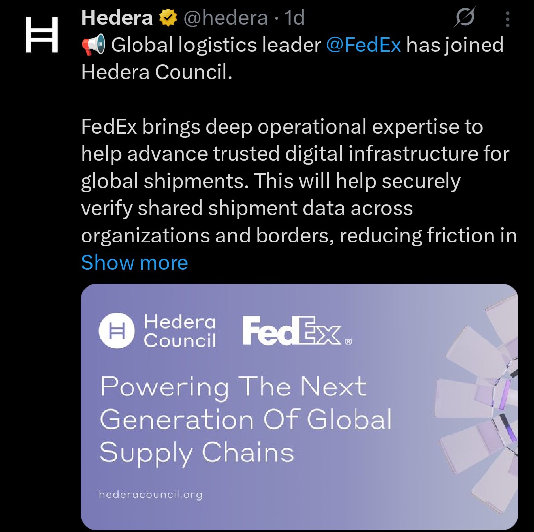 So is this just me or is this nuts <a href="/dovuofficial/">DOVU</a> work with <a href="/bcarboninc/">BCarbon</a> they move to <a href="/hedera/">Hedera</a> 
DOVU create a last mile solution cite <a href="/FedEx/">FedEx</a> and they join Hedera Council 
I don't believe in coincidence and I am bloody glad I bought $DOVU
Is DOVU about to become the monster on Hedera