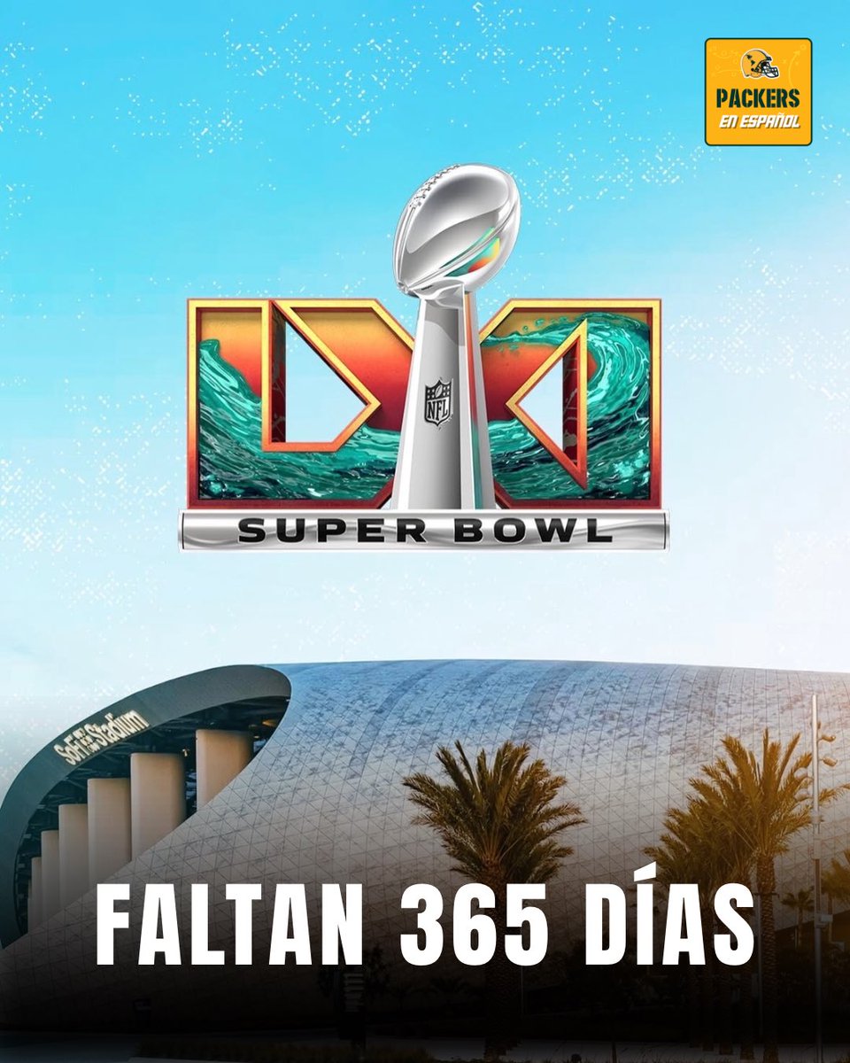 Falta 1️⃣ año para el Super Bowl LVI en el SoFi Stadium, de Los Ángeles, California. 🌴🏈

#GoPackGo #PackersES #SuperBowl