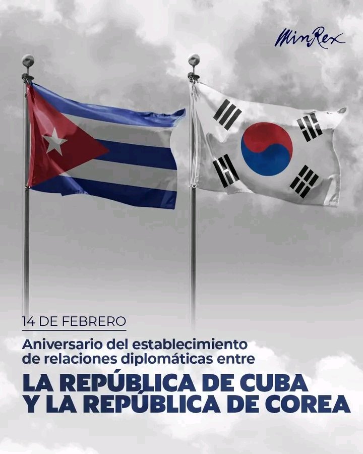🇨🇺🇰🇷 Cuba y la República de Corea arriban al 2do aniversario del establecimiento de relaciones diplomáticas.
Renovamos nuestra disposición de continuar ampliando los lazos de cooperación 🤝 entre nuestras naciones.