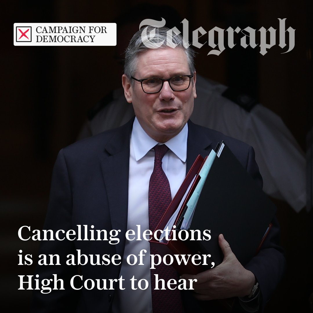 Telegraph's tweet image. 🔴 In a landmark legal challenge against the decision to cancel some of May’s elections, lawyers acting for Reform UK argue that Labour acted out of political interest to deny 4.6 million people the right to vote

Find out more ⬇️
telegraph.co.uk/news/2026/02/1…