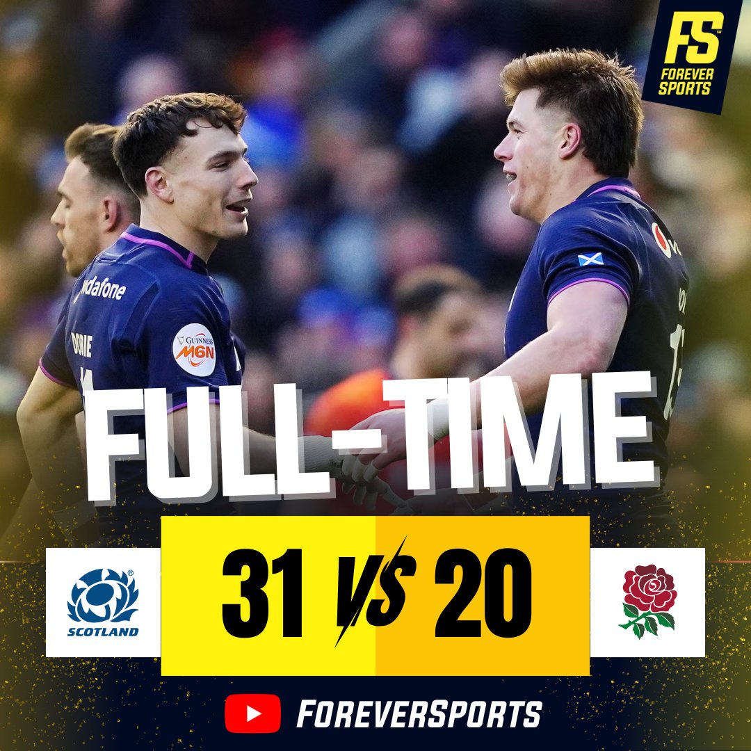 FULL-TIME: Scotland ✅ England ❌
Calcutta Cup goes to Scotland after a dominant Six Nations clash!

#SixNations #CalcuttaCup #ScotlandRugby #EnglandRugby