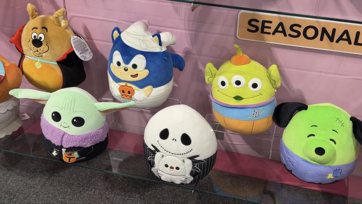 laughingplace's tweet photo. New Disney Squishmallows were on display at the @Jazwares #ToyFair booth, including Toy Story HugMees and a new Jack Skellington holding Zero. https://t.co/ZAtVOXXRox