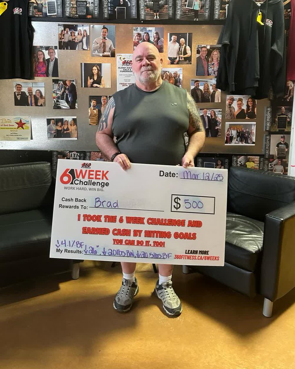 360FitnessRD's tweet image. Big congrats to Brad! 🎉 He crushed his #6WeekChallenge at #360Fitness:
🔥 Dropped 20.5 lbs
🔥 Cut 4.1% BF
🔥 Shed 26 inches!

And won $500 for hitting his goals!

Brad's not stopping here—he's staying on to crush more goals! 💪 Join the challenge ➡️ 360fitness.ca/6weeks