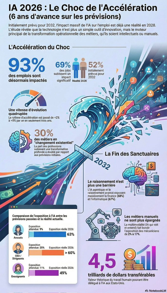 🤖 93 % des emplois sont désormais impactés par l’IA. 
#IntelligenceArtificielle #Emploi #TransformationDigitale